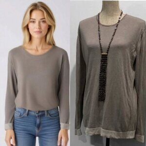 TIGER of Sweden Grey Long Sleeve Silk Top Large